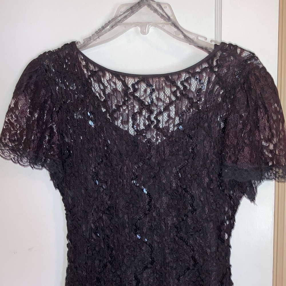Black with Dark Red Lace Vintage Dress